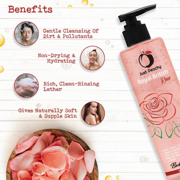 Just Peachy Royal British Rose Shower Gel Enriched With Rose & Vitamin E 250ml