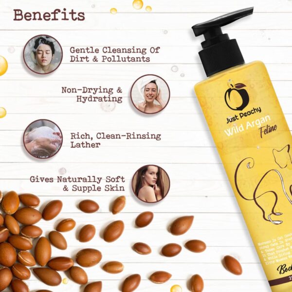 Just Peachy Wild Argan Feline Shower Gel Enriched With Moroccan Argan Oil & Keratin 250ml