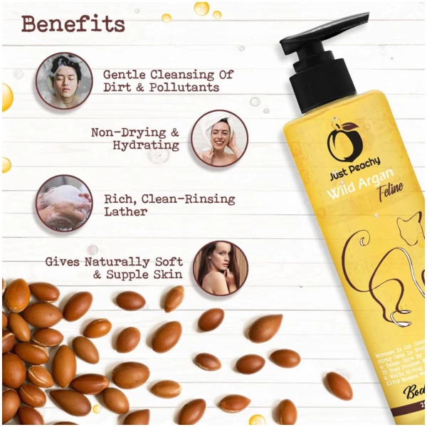 Just Peachy Wild Argan Feline Shower Gel Enriched With Moroccan Argan Oil & Keratin 250ml