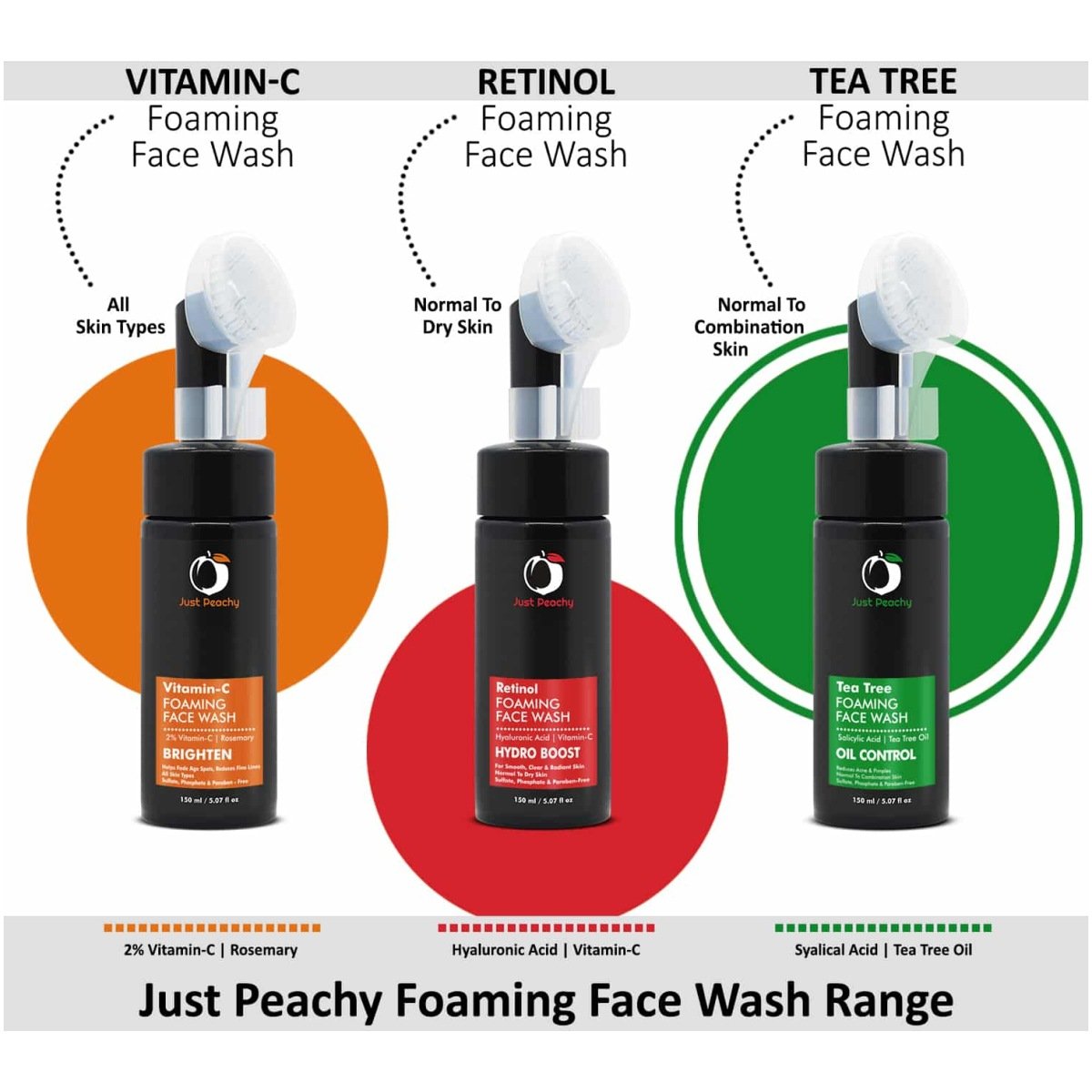 Just Peachy Tea Tree Oil Control Foaming Face Wash 150ml