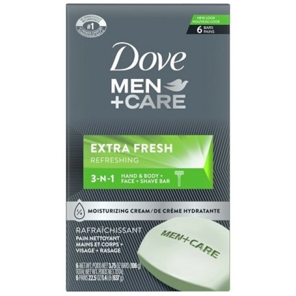 Dove Men Care Extra Fresh Body and Face Bar (Pack Of 6)