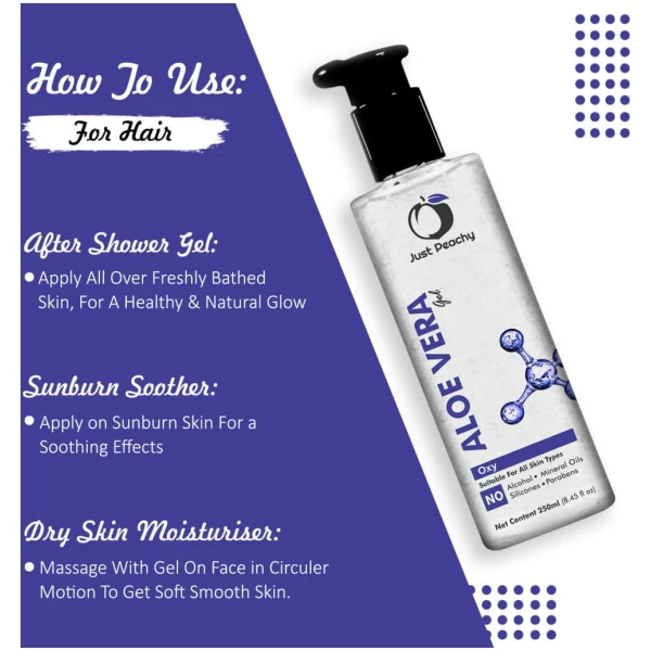Just Peachy Aloe Vera Gel With Infused Oxygen & Vitamin E For All Skin Types 250ml