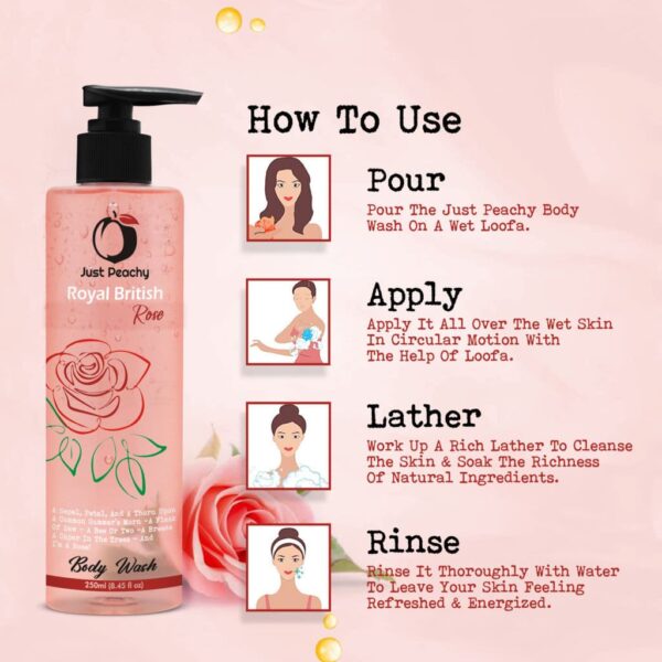 Just Peachy Royal British Rose Shower Gel Enriched With Rose & Vitamin E 250ml