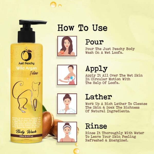 Just Peachy Wild Argan Feline Shower Gel Enriched With Moroccan Argan Oil & Keratin 250ml