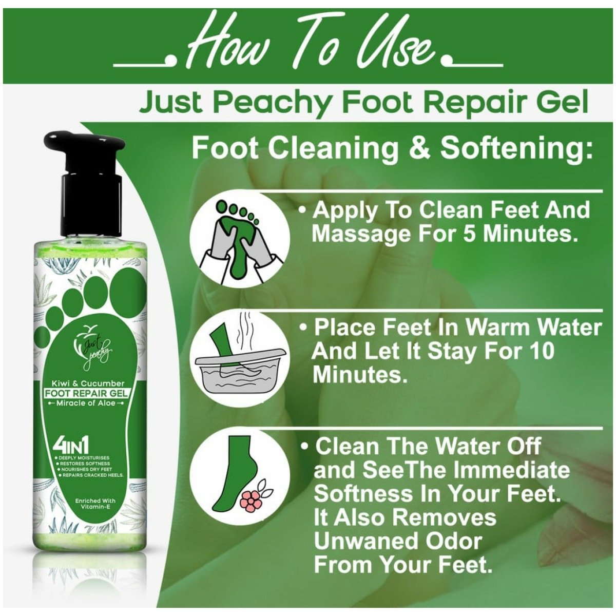 Just Peachy Miracle of Aloe Foot Repair Gel Cracked Heel Soothing Gel 250ml