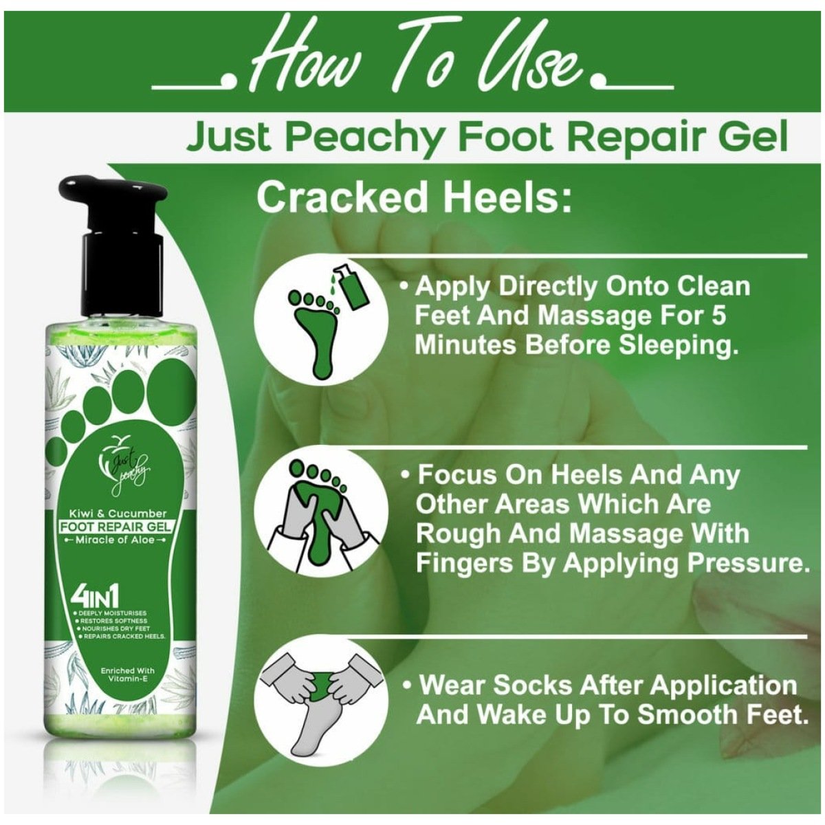 Just Peachy Miracle of Aloe Foot Repair Gel Cracked Heel Soothing Gel 250ml