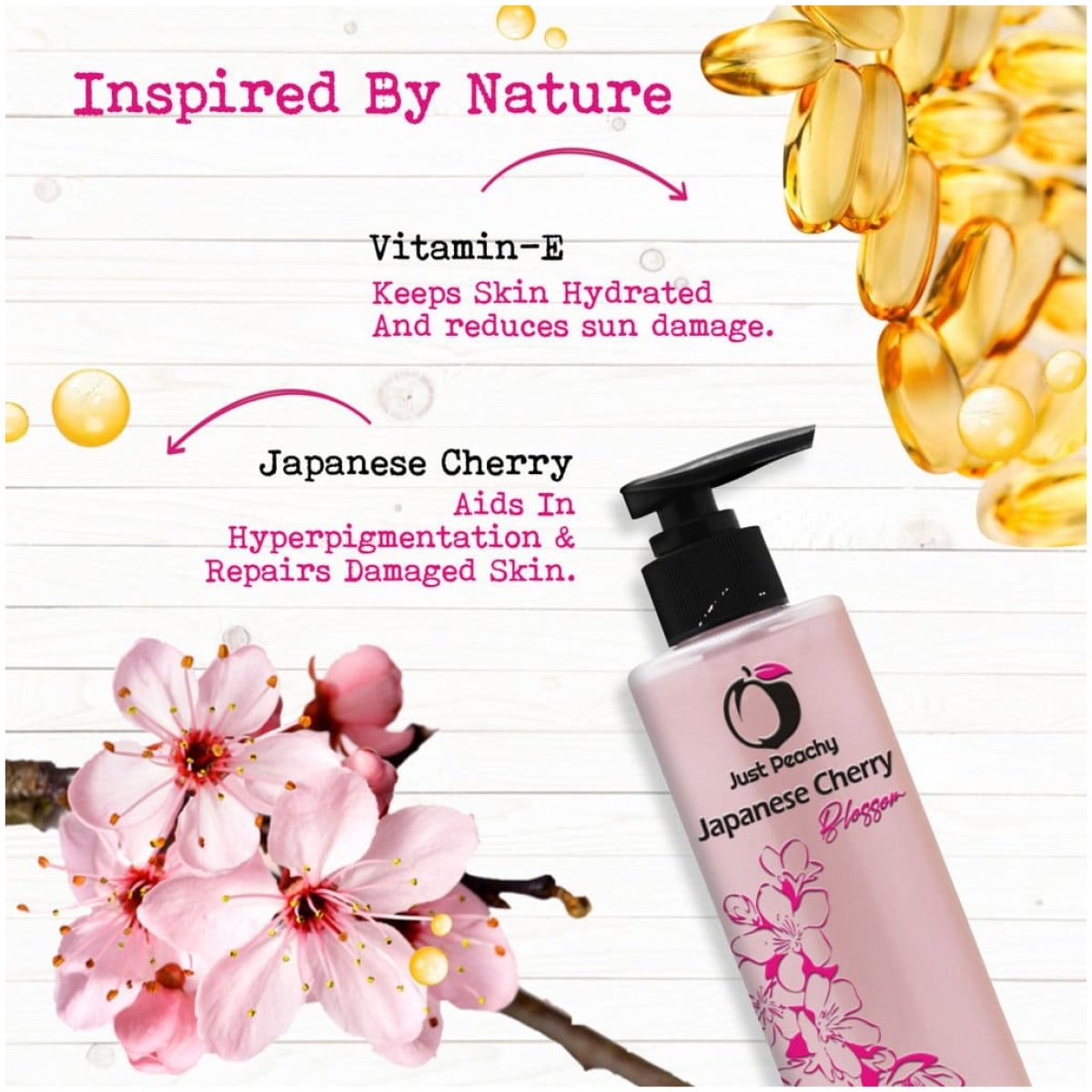 Just Peachy Japanese Cherry Blossom Shower Cream Enriched With Cherry Blossoms & Vitamin E 250ml