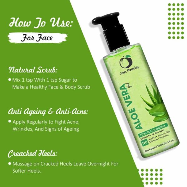 Just Peachy Aloe Vera Gel With Cucumber Kiwi & Vitamin E For Normal to Combination Skin 250ml