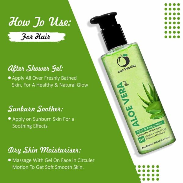 Just Peachy Aloe Vera Gel With Cucumber Kiwi & Vitamin E For Normal to Combination Skin 250ml