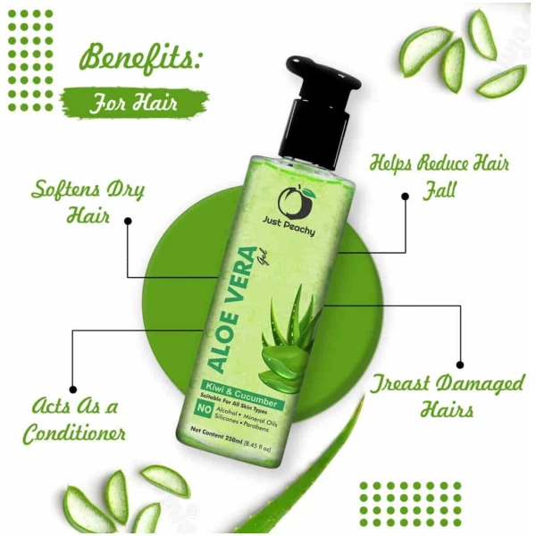 Just Peachy Aloe Vera Gel With Cucumber Kiwi & Vitamin E For Normal to Combination Skin 250ml