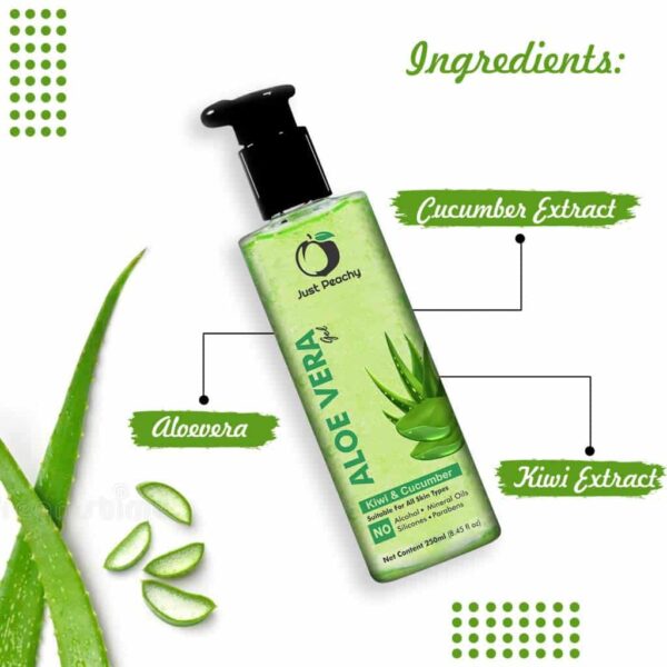 Just Peachy Aloe Vera Gel With Cucumber Kiwi & Vitamin E For Normal to Combination Skin 250ml