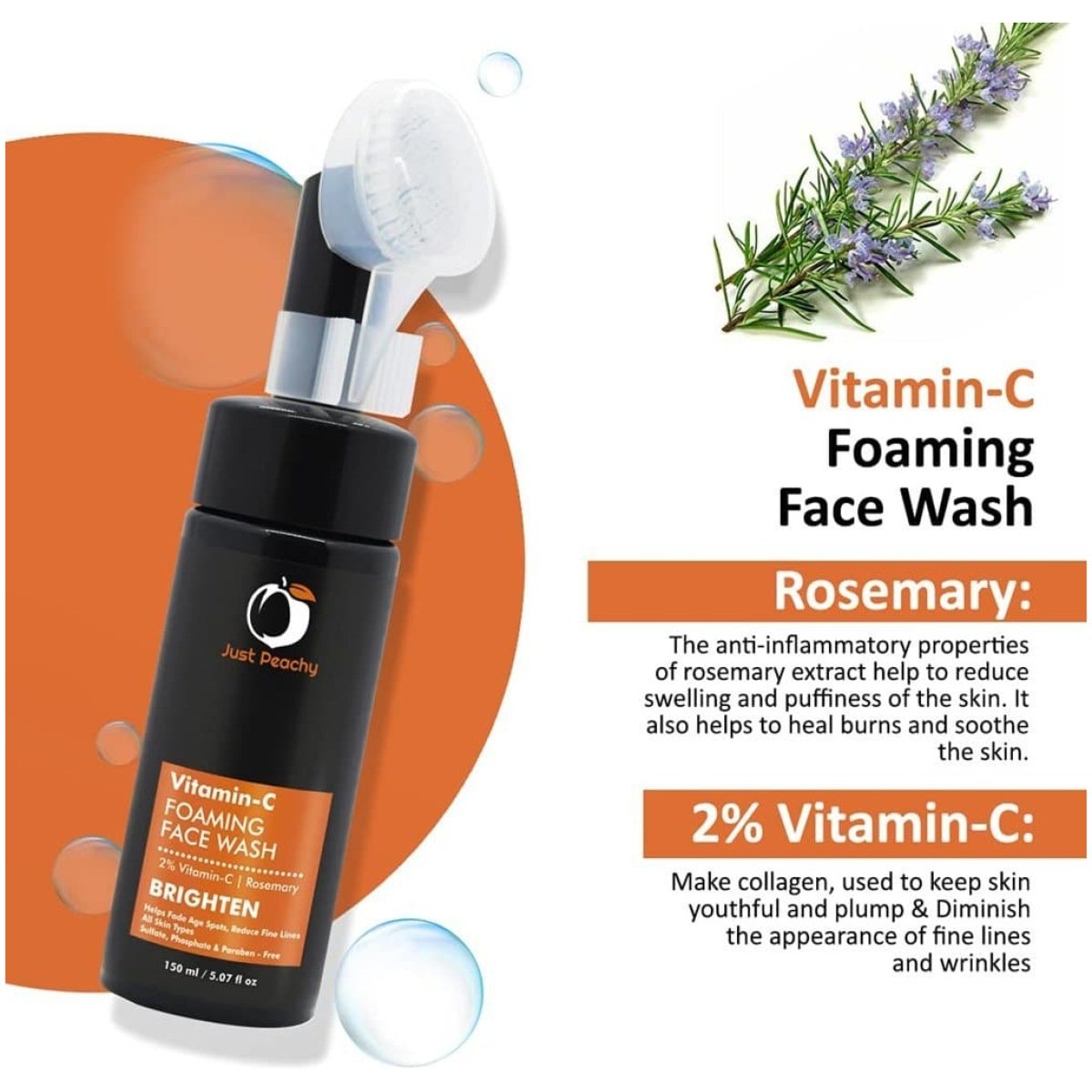 Just Peachy Brighten Vitamin C Foaming Face Wash 150ml