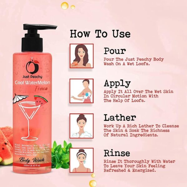 Just Peachy Cool Watermelon Fresca Shower Gel Enriched With Watermelon & Mint 250ml