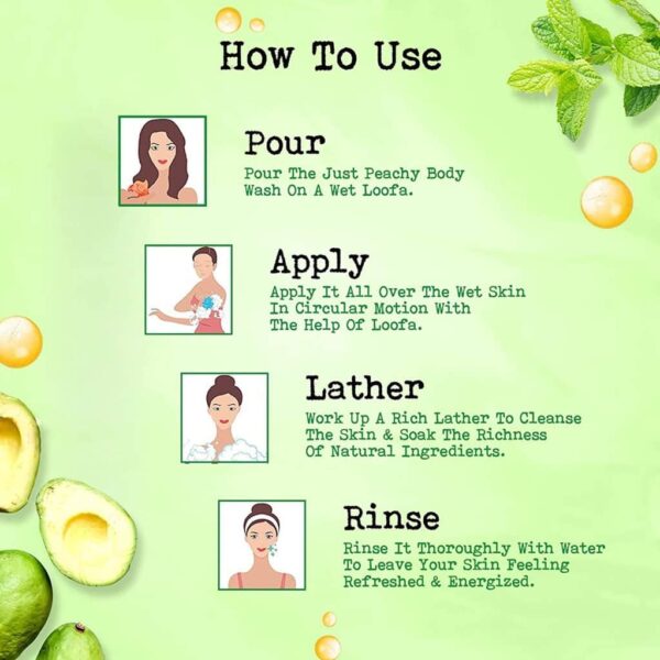 Just Peachy Shower Cream Wash Enriched With Avocado Mint & Vitamin E 250ml