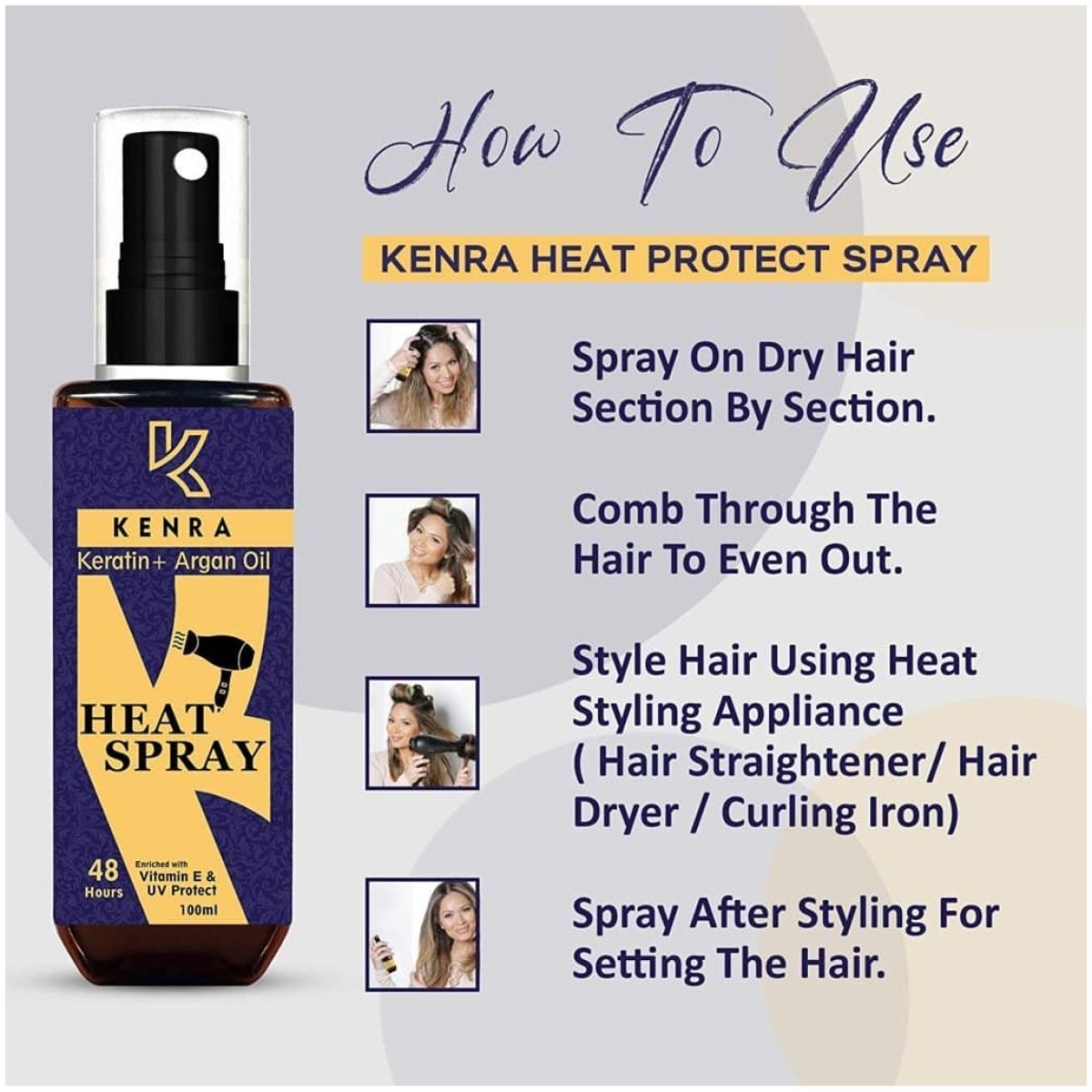 Kenra Keratin + Argan Oil Heat Spray Enriched With Vitamin E & UV Protect 100ml