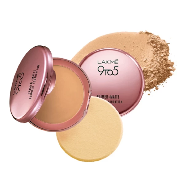 Lakme 9To5 Primer+Matte Powder Foundation Compact 03 Silky Golden