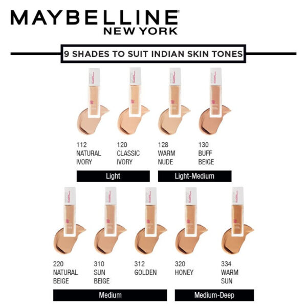 Maybelline New York Super Stay 24H Full Coverage Foundation Golden 312 - Image 2