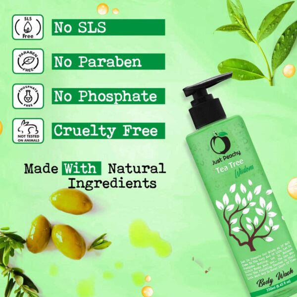 Just Peachy Tea Tree Wisdon Shower Gel Enriched with Tea Tree & Olive Oil 250ml