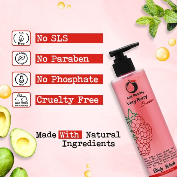 Just Peachy Very Berry Dream Shower Cream Enriched With Raspberry Strawberry & Vitamin E 250ml