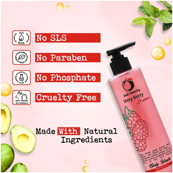 Just Peachy Very Berry Dream Shower Cream Enriched With Raspberry Strawberry & Vitamin E 250ml