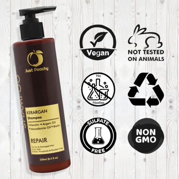 Just Peachy KerArgan Repair Shampoo Keratin Moroccan Argan Oil For Dry & Damaged Hair 250ml