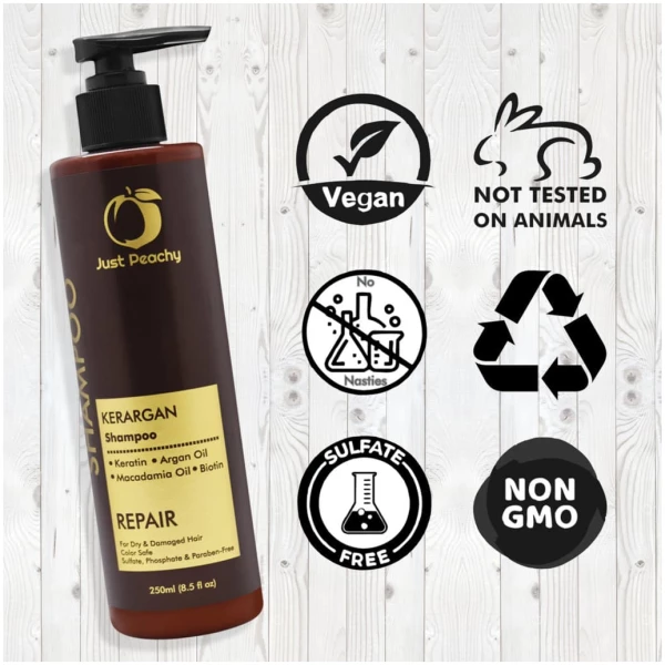 Just Peachy KerArgan Repair Shampoo Keratin Moroccan Argan Oil For Dry & Damaged Hair 250ml