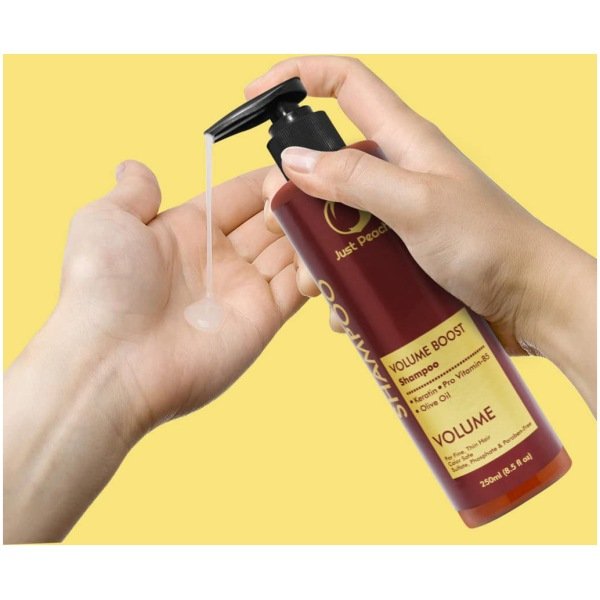 Just Peachy Volume Boost Shampoo Keratin Pro Vitamin B5 & Olive Oil Color Safe For Fine & Thin Hair 250ml