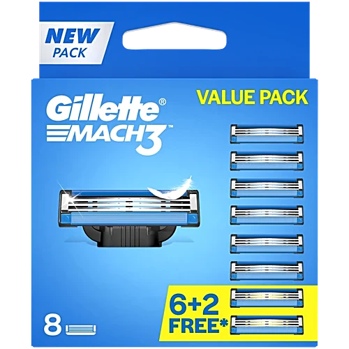 Gillette Mach3 Manual Shaving Razor Blades Cartridge 8 pcs