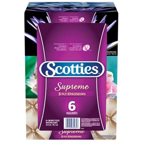 Scotties Supreme 3-ply Facial Tissues Box, 60 Tissues