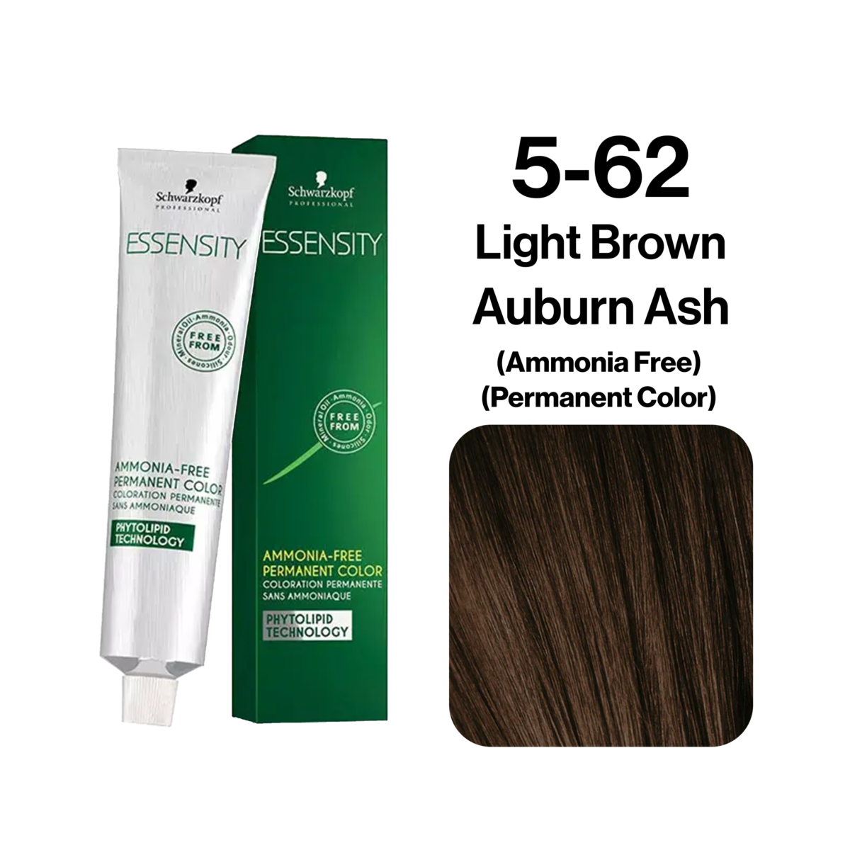 Schwarzkopf Essensity Ammonia Free Hair Color, 5-62 Light Brown Auburn Ash 60ml