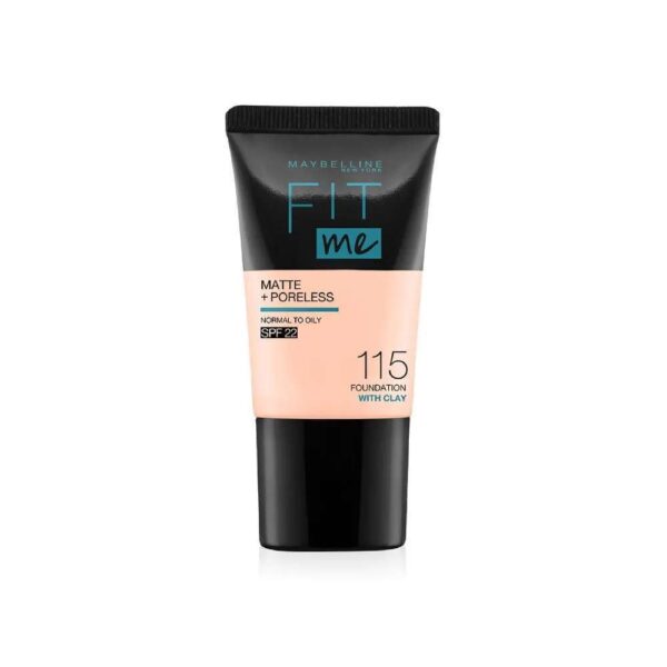 Maybelline New York Fit Me Matte+Poreless Foundation Tube SPF 22, 115 Ivory With Clay