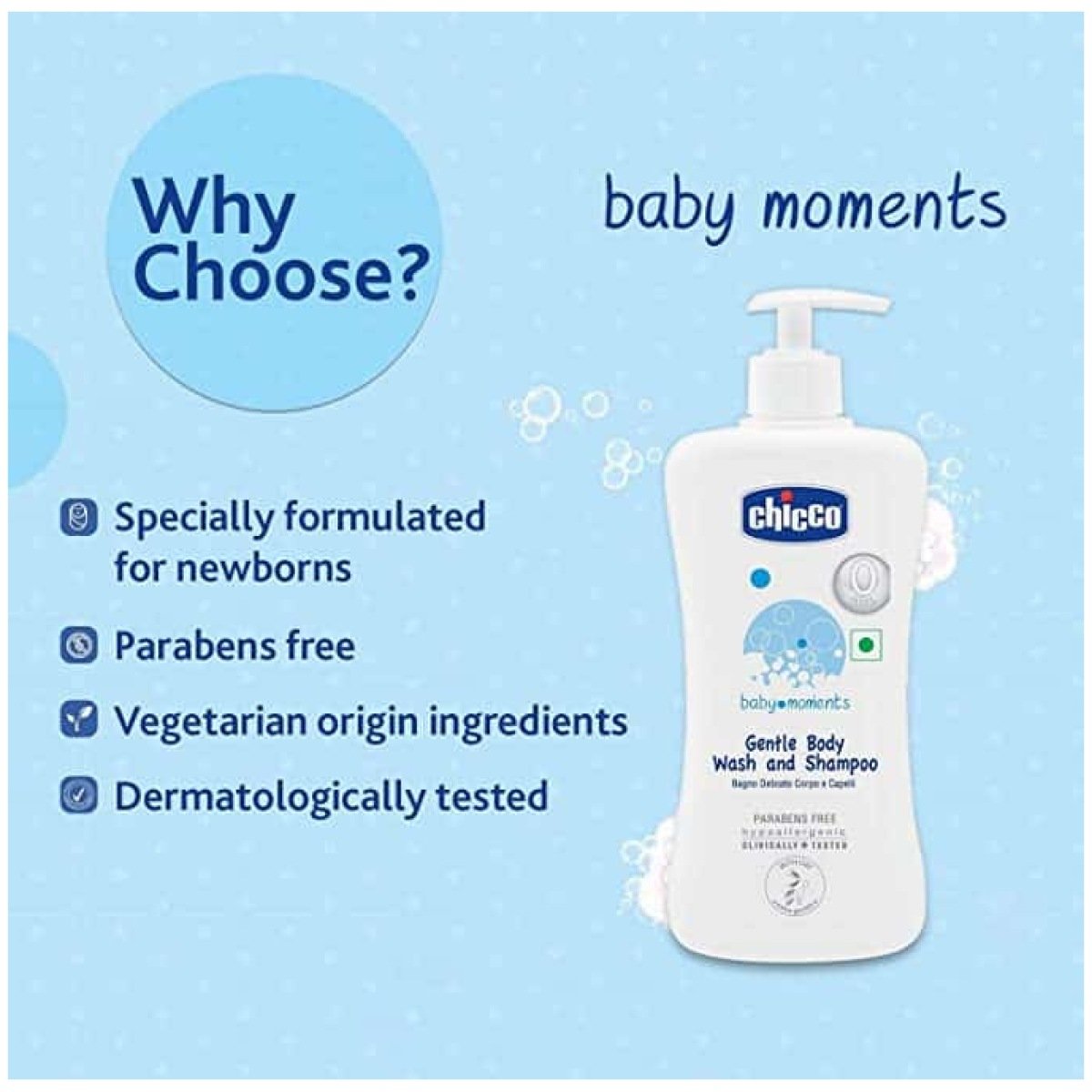 Chicco Baby Moments Gentle Body Wash And Shampoo 500ml