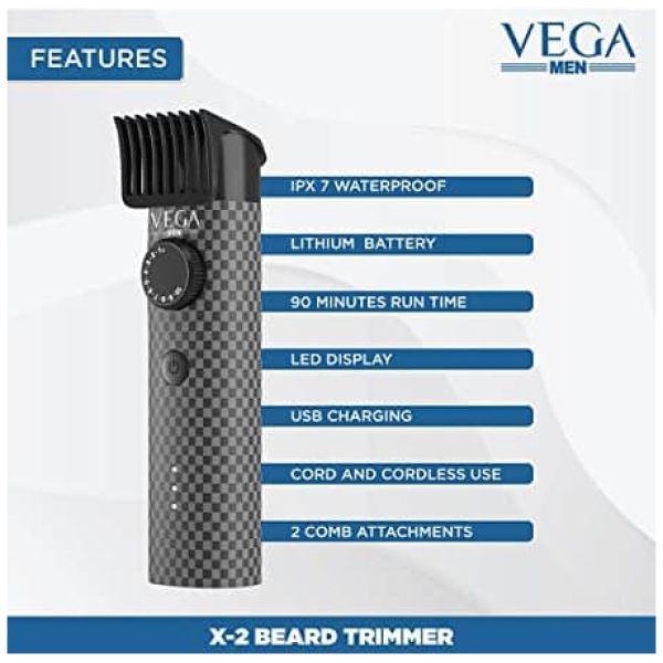 Vega Beard Trimmer, Stainless Steel Blade for Men - Image 4