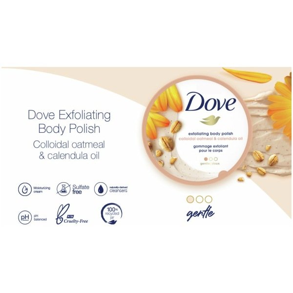 Exfoliating body scrub gently buffs away dull skin Formulated with sulfate-free, naturally derived cleansers Enriched with ¼ moisturizing cream for extra skin care With a pH balanced formula Moisturizing body scrub with a creamy and whipped texture Perfect for delicate, sensitive skin