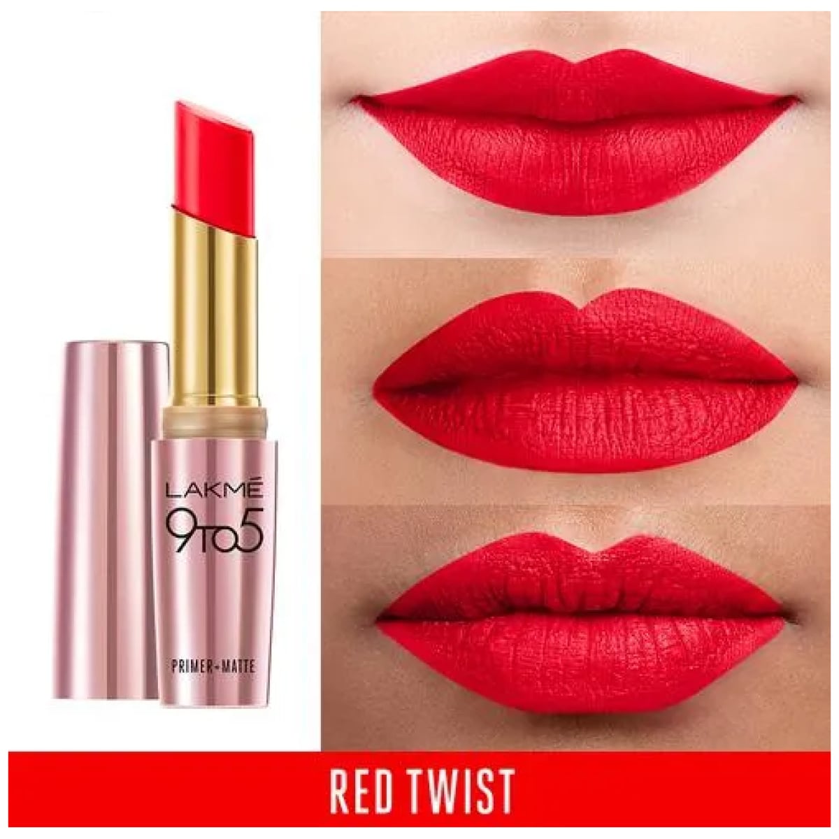 Lakme 9to5 Primer + Matte Lip Color Red Twist