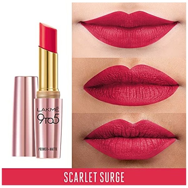 Lakme 9to5 Primer + Matte Lip Color Scarlet Surge