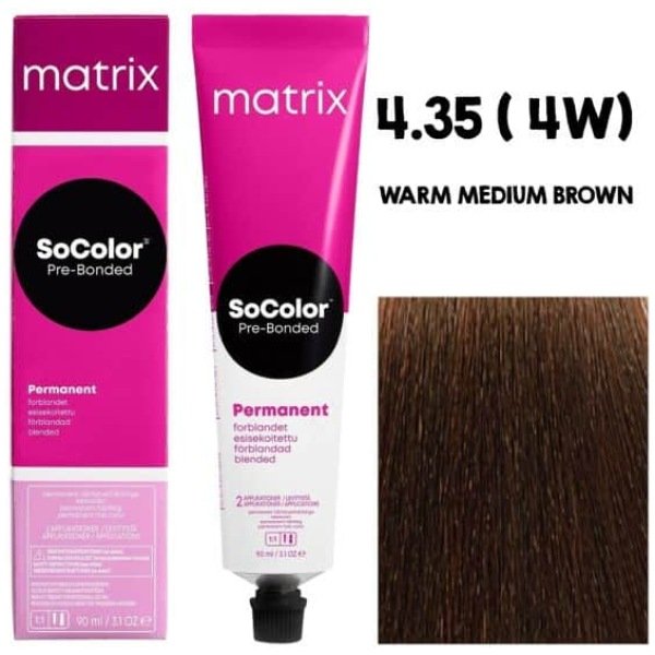 Matrix SoColor Blended Permanent Creme Haircolor 4.35 4W Warm Medium Brown