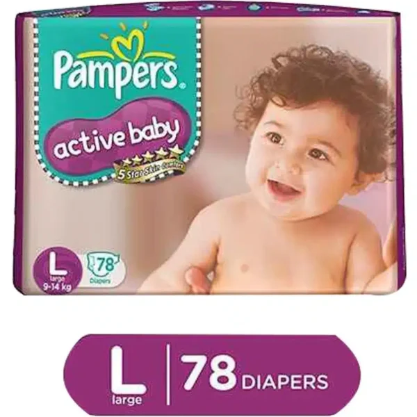 Pampers Active Baby Taped Diapers Large size diapers 78 count