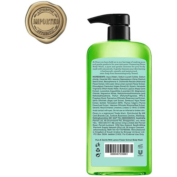 Pears Pure & Gentle With Lemon Flower Extract Body Wash 500ml