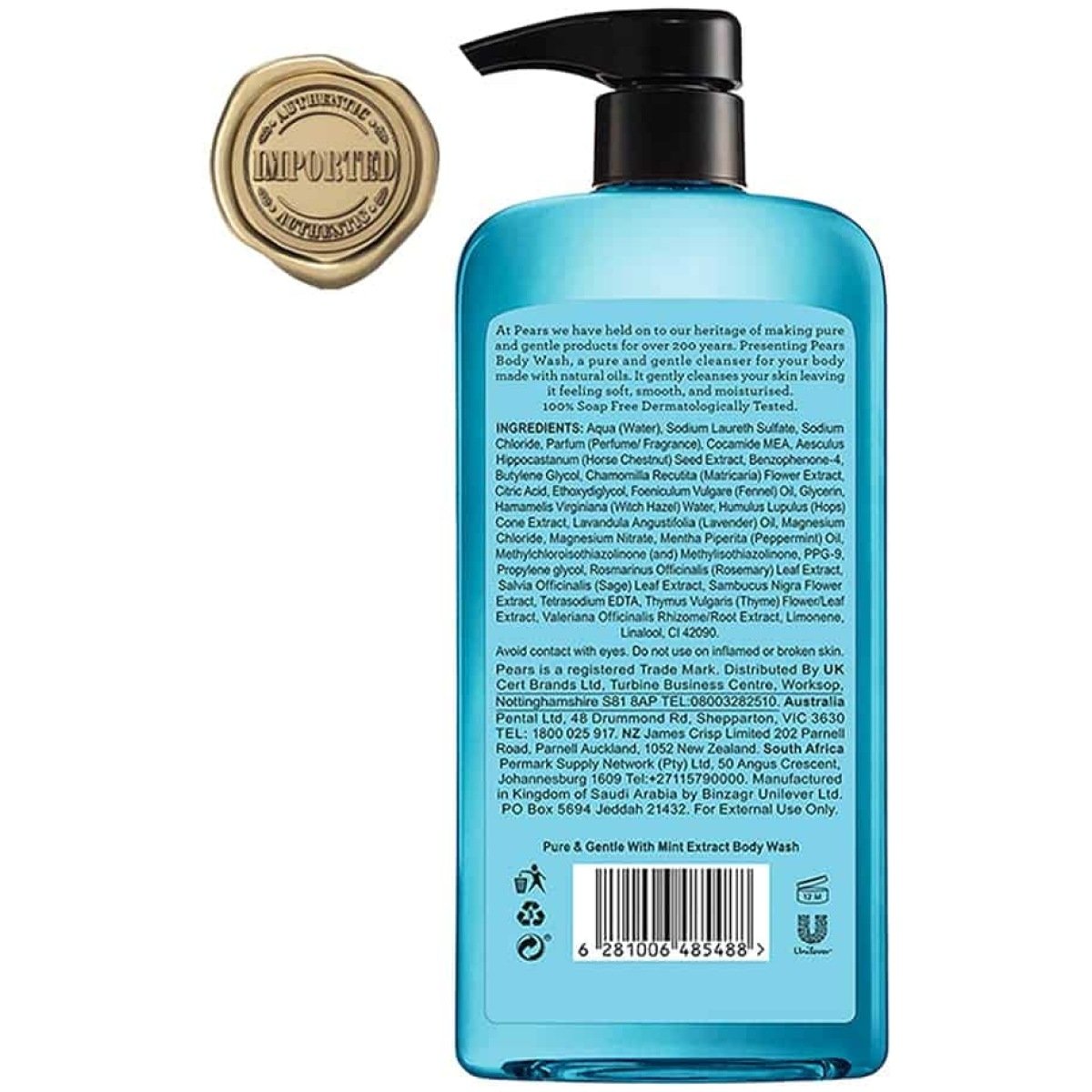 Pears Pure & Gentle With Mint Extract Body Wash 500ml