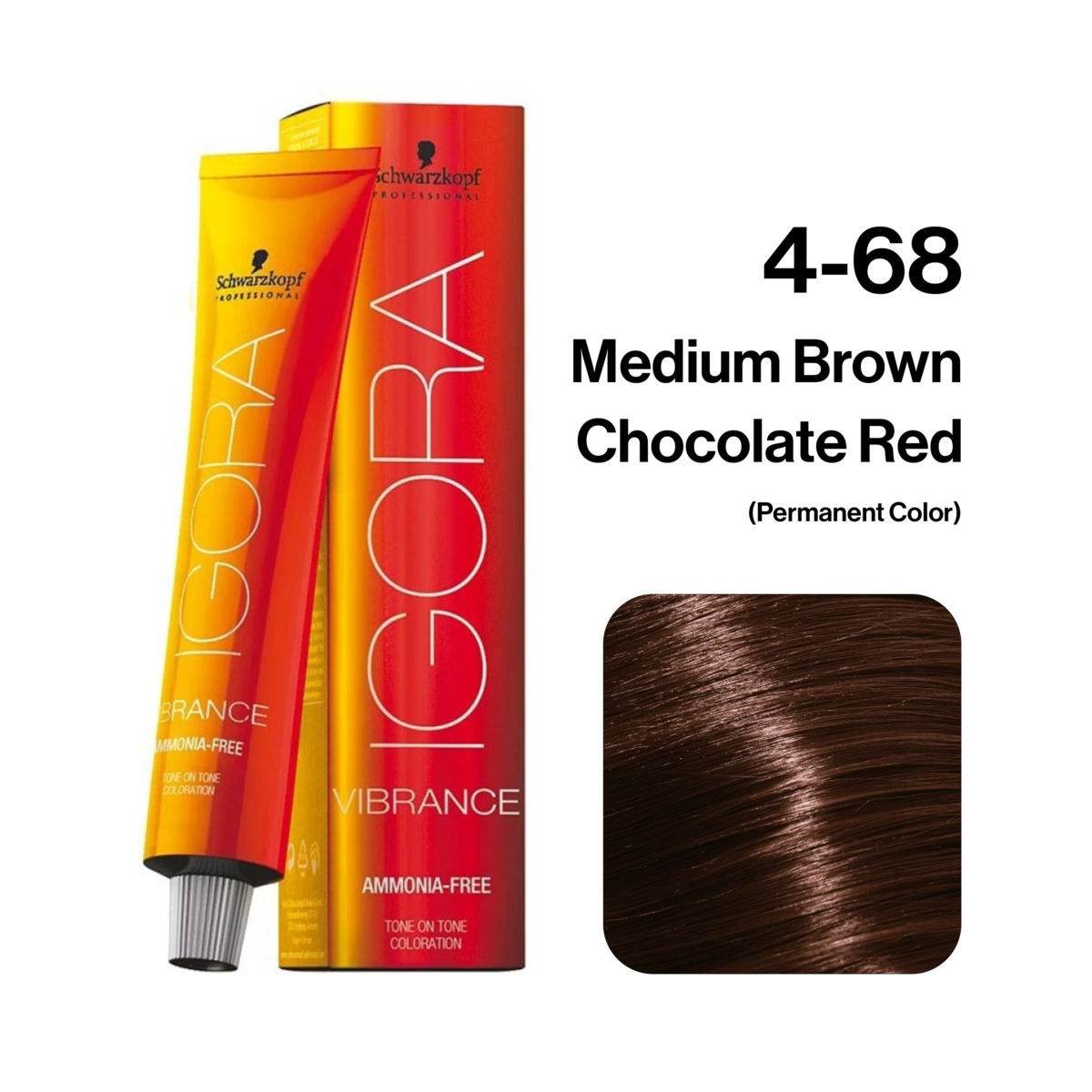 Schwarzkopf Igora Vibrance Hair Color, 4-68 Medium Brown Chocolate Red 60ml