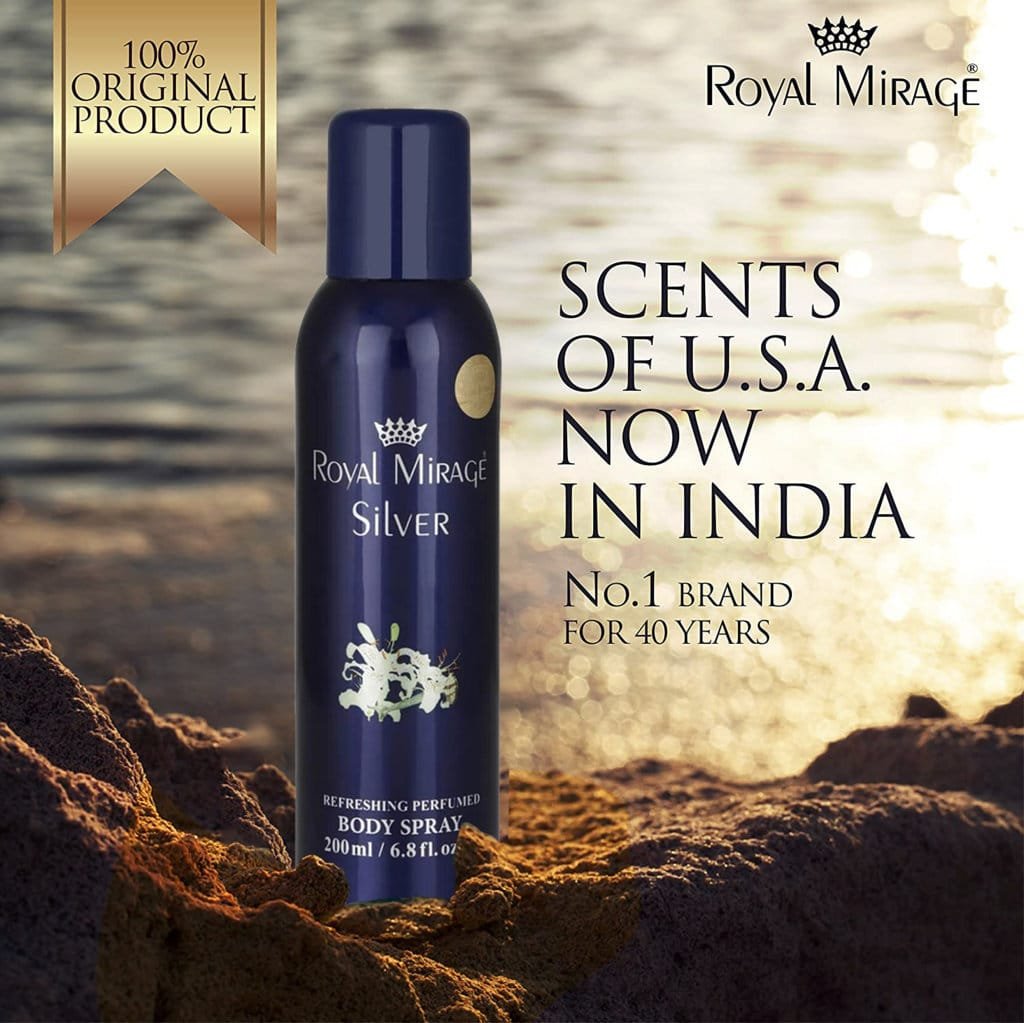 Royal Mirage Silver Perfumed Body Deodorant Spray 200ml