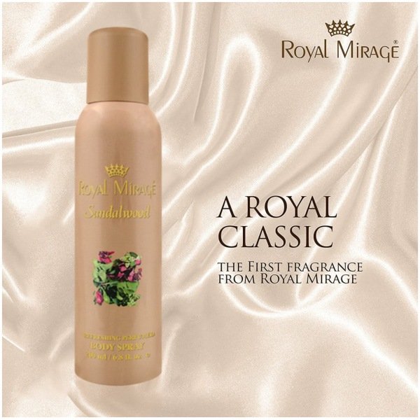 Royal Mirage Sandalwood Perfumed Body Deodorant Spray 200ml