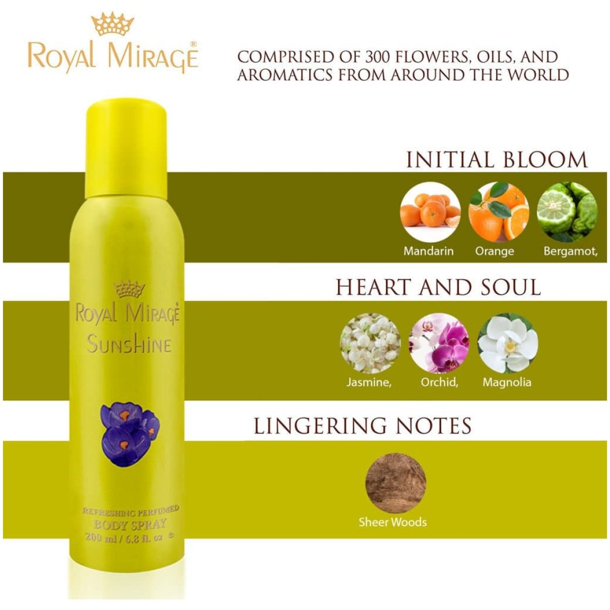 Royal Mirage Sunshine Perfumed Body Deodorant Spray 200ml