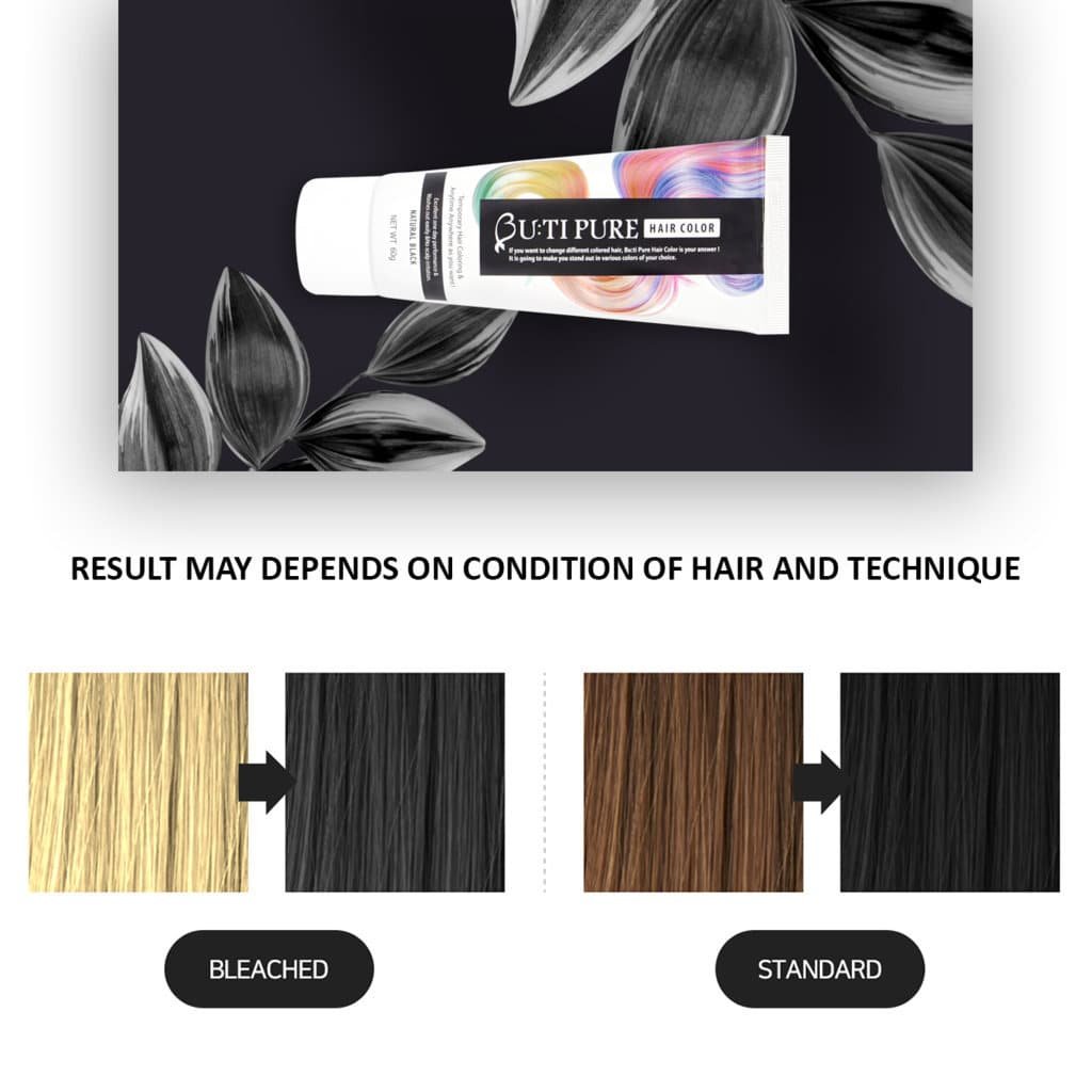 Butipure Natural Black Blue Semi Permanent Conditioning Temporary Waterproof Hair Color 60ml
