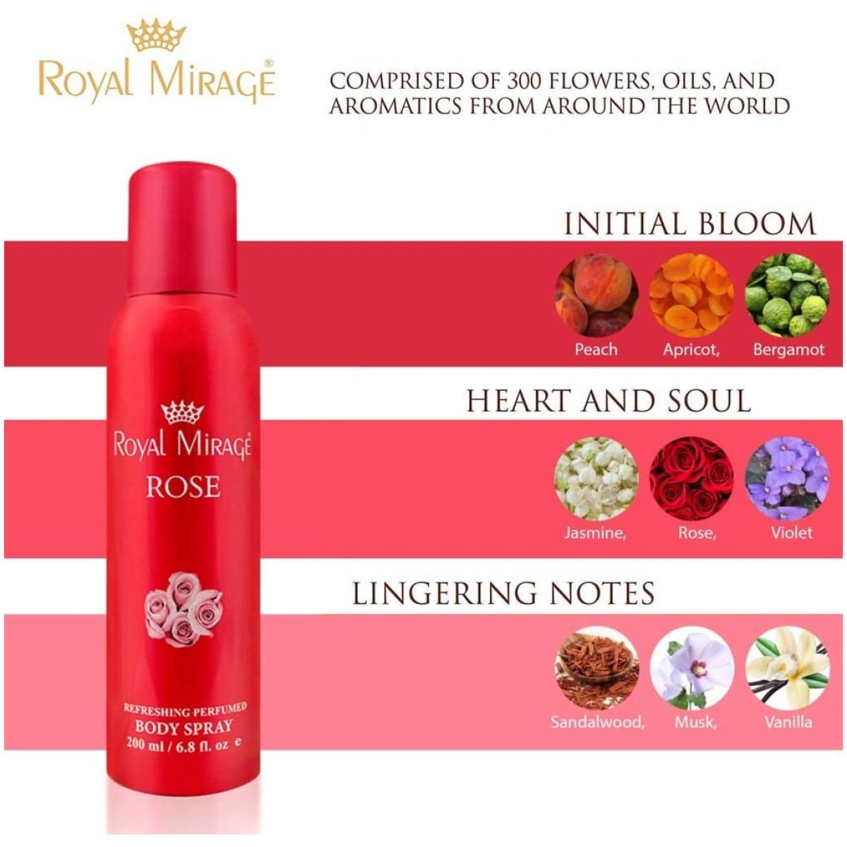 Royal Mirage Rose Perfumed Body Deodorant Spray 200ml