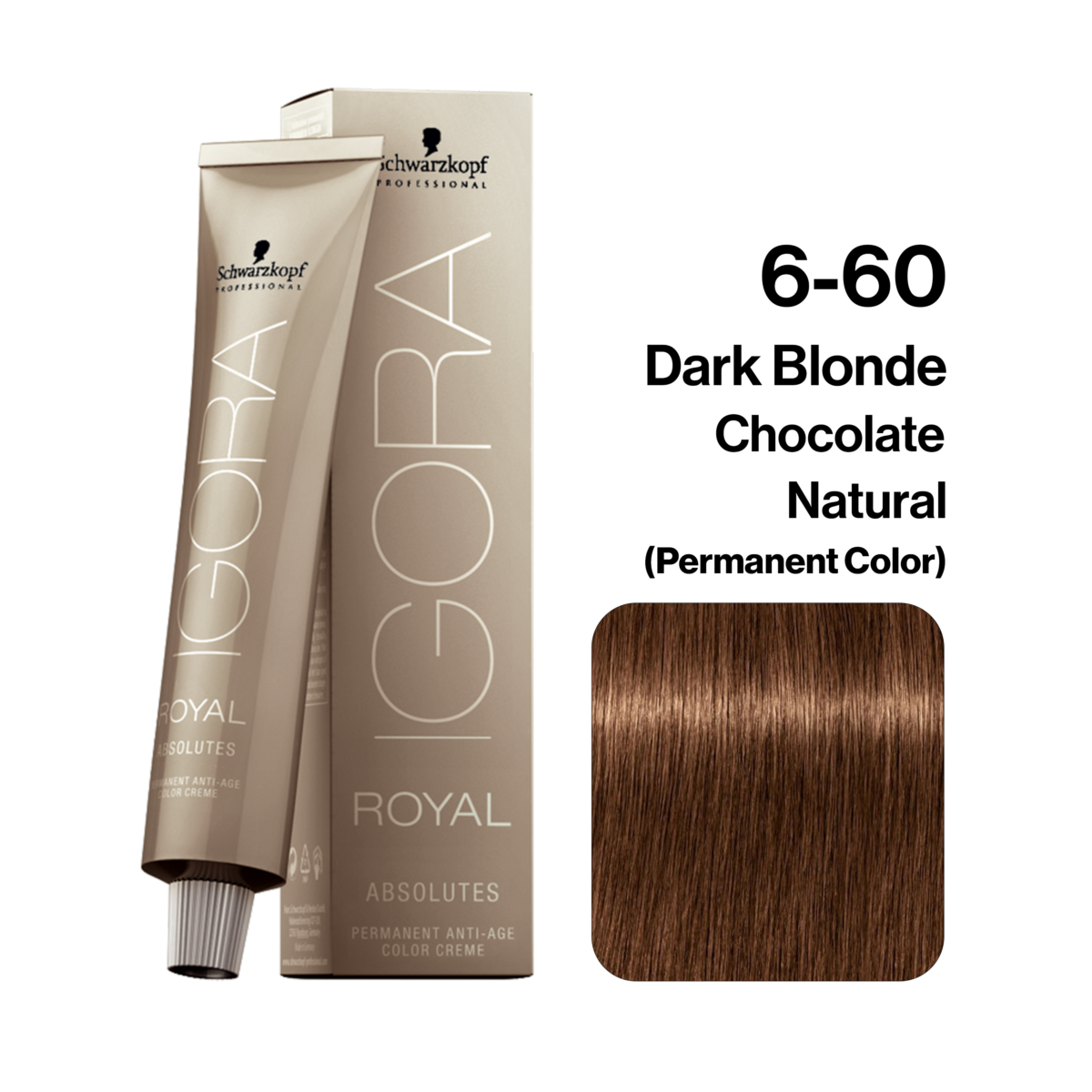 Schwarzkopf Igora Royal Absolutes Hair Color, 6-60 Dark Blonde Chocolate Natural 60ml