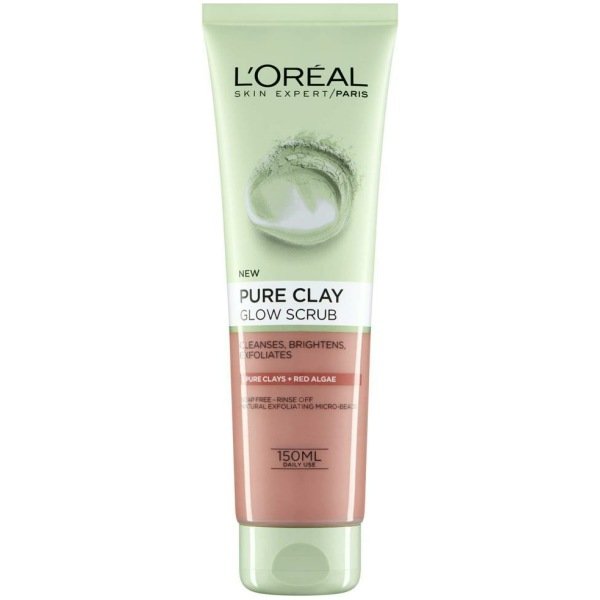L'Oreal Paris Pure Clay Red Face Cleanser with Red Algae Exfoliates and Brightens, 150ml