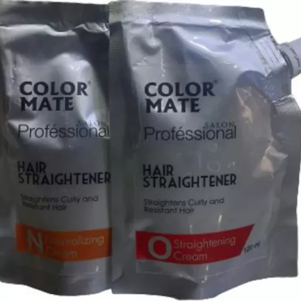 Color Mate Hair Straightener With Neutralizing Cream Straight Curly And Resistant Hair 240ml