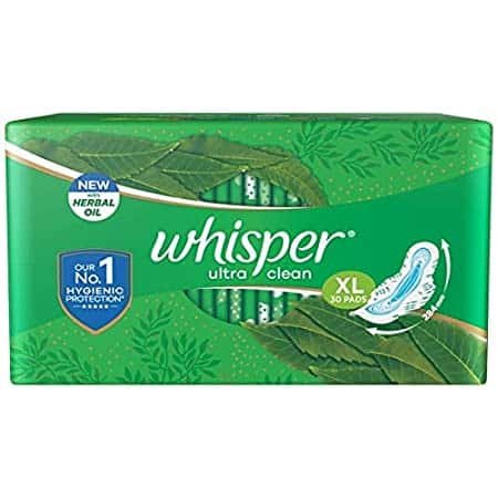 Whisper Ultra Clean Sanitary Pads XL Wings 30 Piece Pack